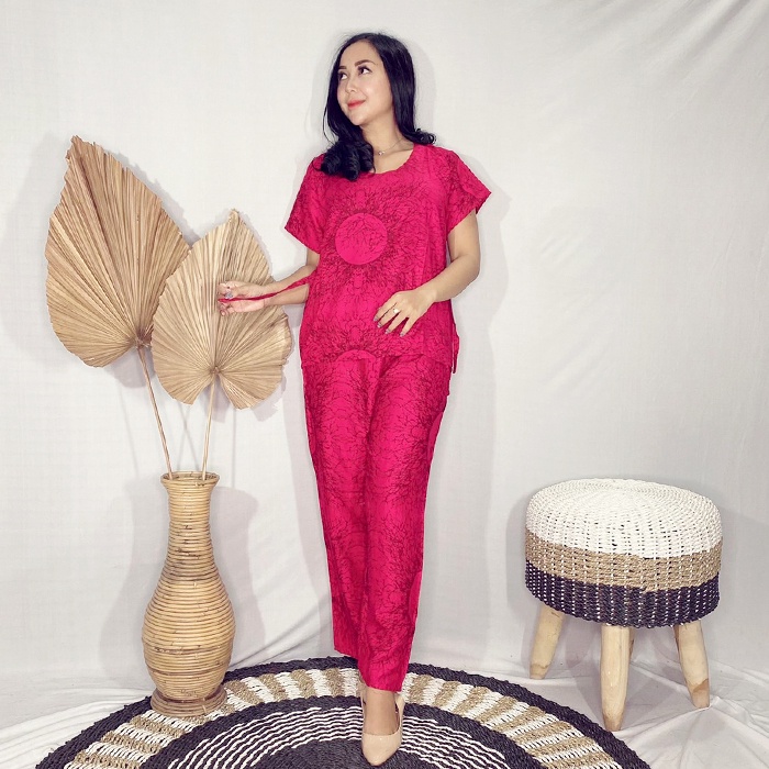 Daster Babydoll Panjang Bali-SET AKAR BULAT MARON