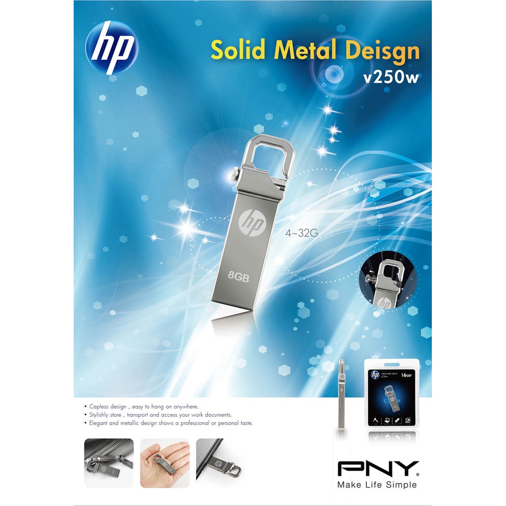 TBI Hook Flash Drive Metalic DIsk HP 32gb v250w Ori USB 2.0 Gantungan**