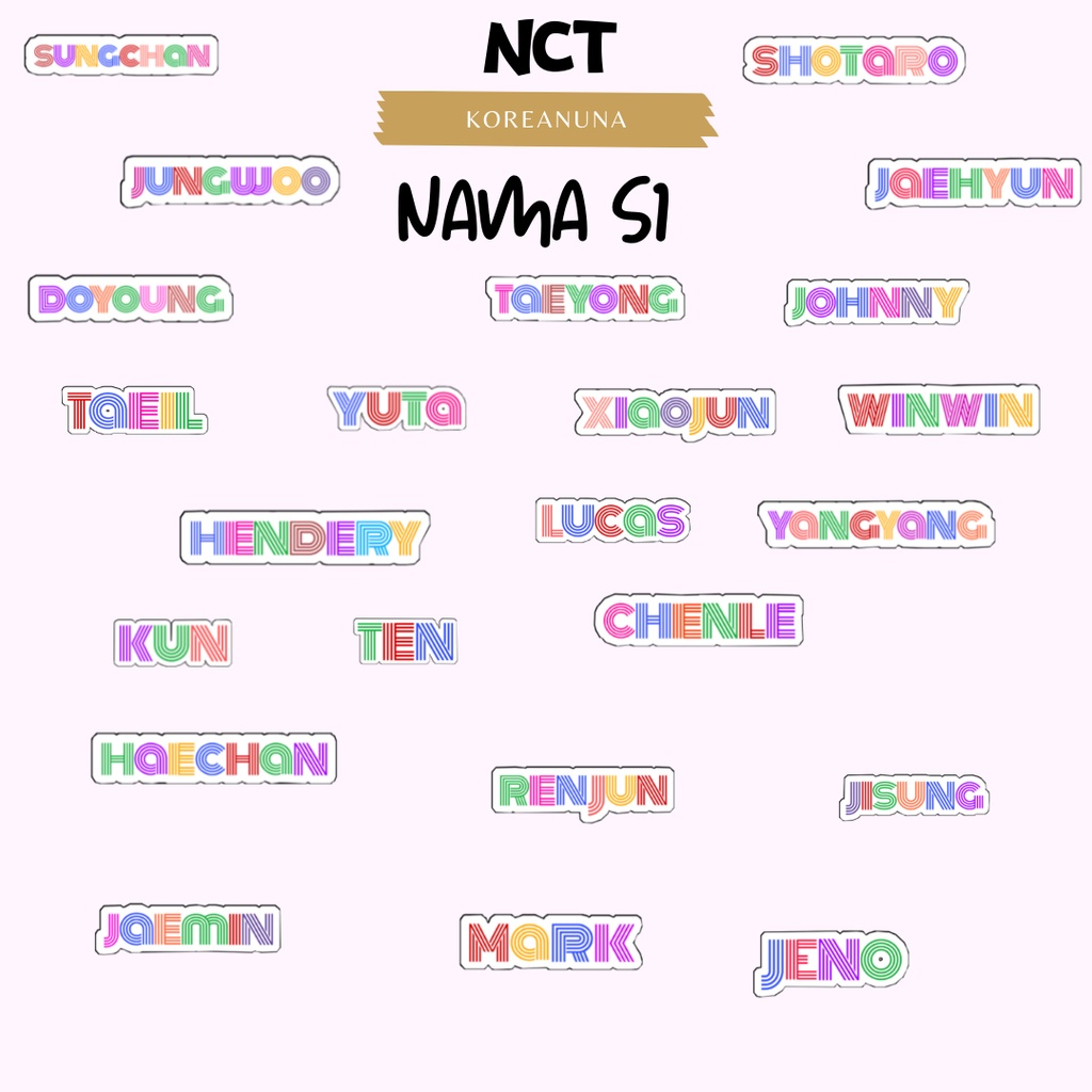 Sticker Kpop Nct Nama Member Aesthetic Stiker Deco Buku Note Laptop Hp Memo Glossy Murah Berkualitas