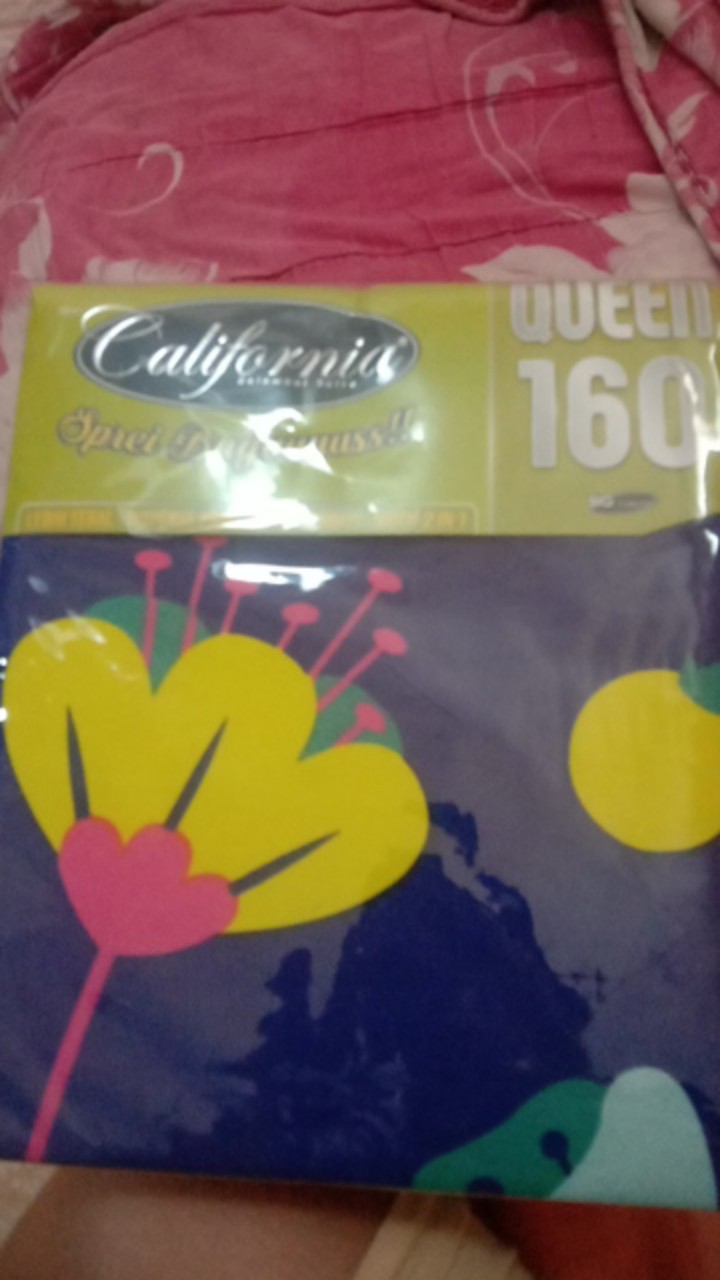 California - Sprei 160x200 Queen 2 Sarung Bantal Guling Tidur Set Motif Minimalis Murah Friamart