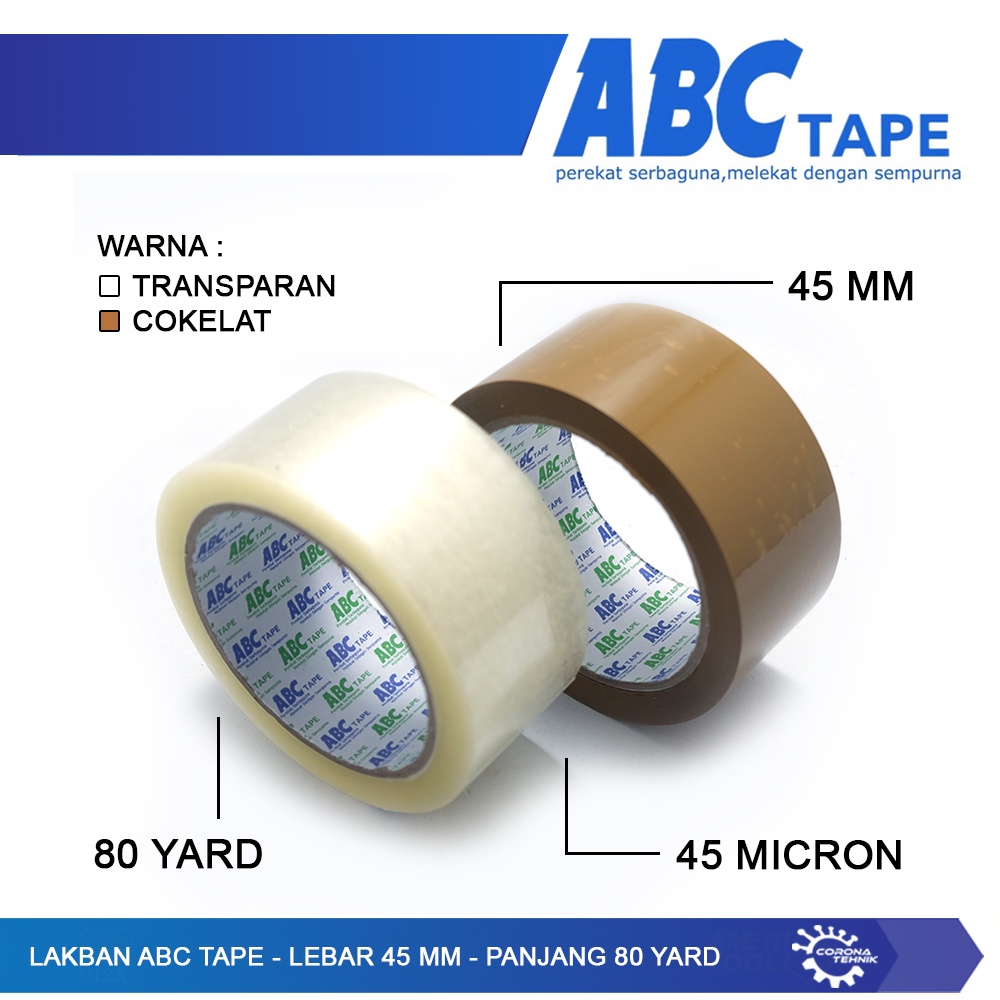 ABC -  LakbanTape Lebar 45 mm - Tebal 45 Micron - Panjang 80 Yard