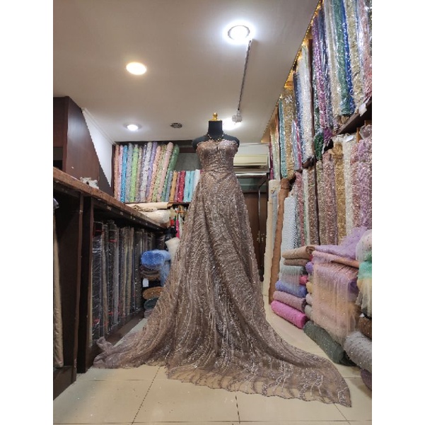 Kain Tile Brokat Tulle Akar Salur Sequin Payet D#3 No 2