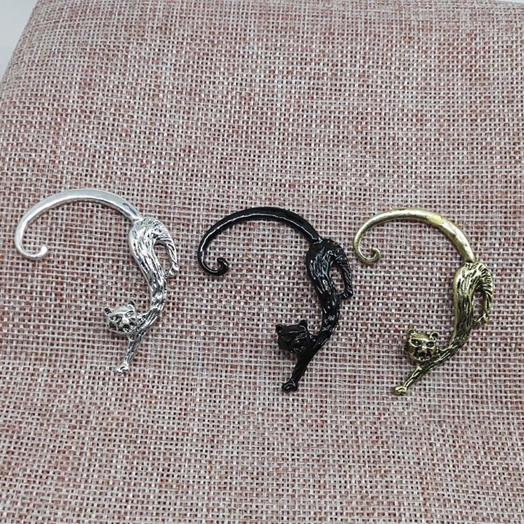 Hu Hu Hu Hu Hu Alat Bantu Pasang Kacamata♡ 1pc Anting Tusuk Bentuk Kucing Bahan Alloy Ringan Gaya Punk Retro