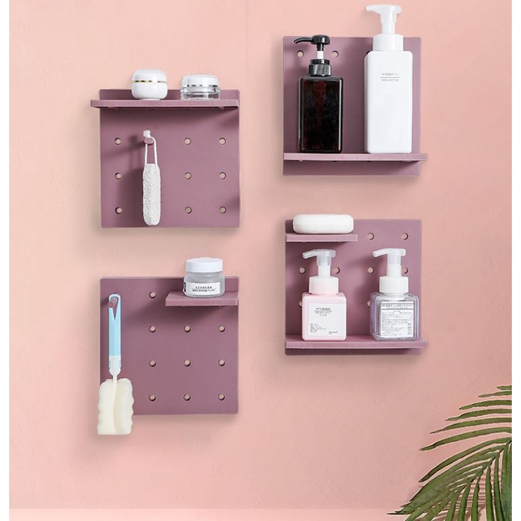 Rak Dinding Lubang Multifungsi Storage Organiser Gantungan Kunci Rak Decor Rumah DIY Flexible Rak Plastik