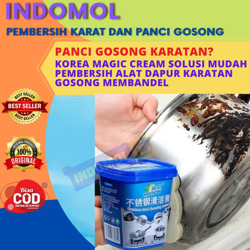 Pembersih Penghilang Kerak Panci Wajan Kuali Teflon Karatan Hitam Gosong Korea Magic Cream Krim Powe