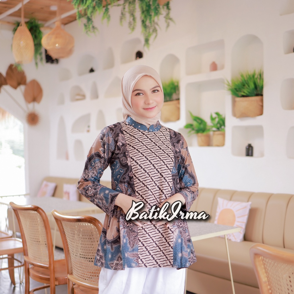 Atasan Batik Wanita Batik Modern Lengan Panjang Blouse Batik Bigaza Batik Irma