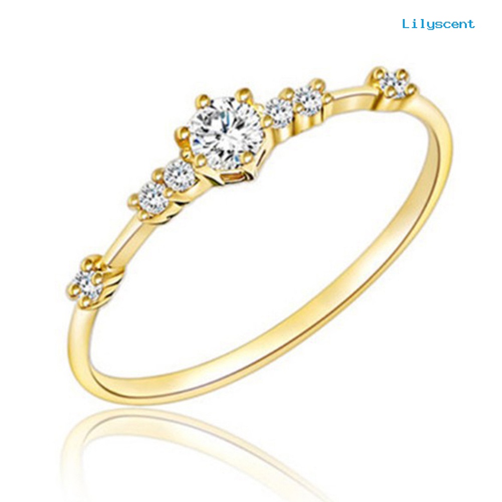 Lilyscent Women Fashion Plating Rhinestone Inlaid Finger Ring Party Jewelry Wedding Gift