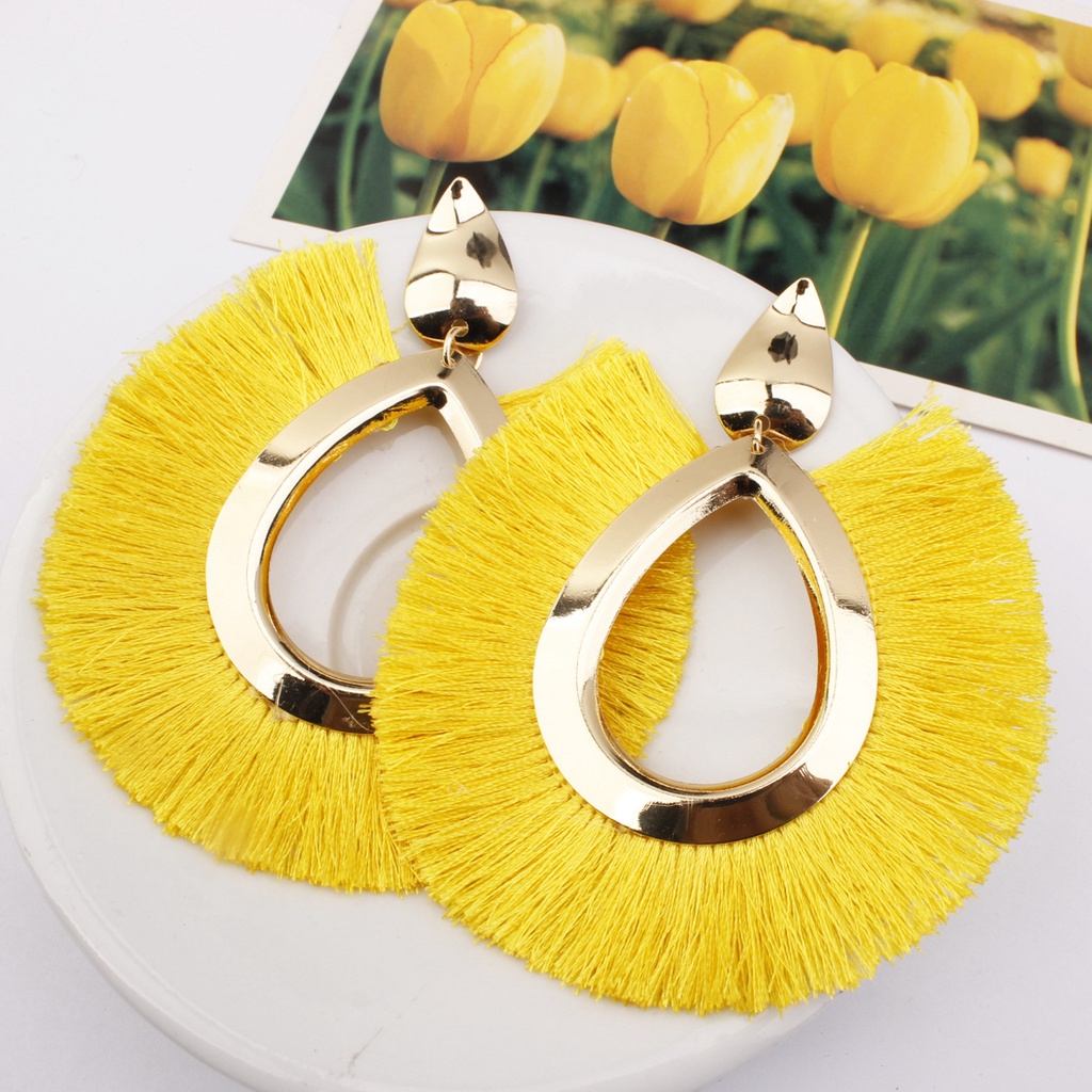 Eropa dan Amerika terkenal berlebihan alloy kipas rumbai anting-anting fashion wanita retro khusus b