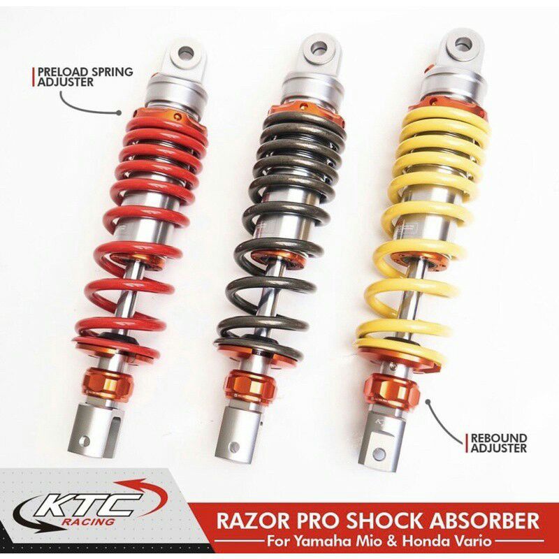 SHOCK KTC RACING - SHOCK BREAKER BELAKANG KTC RACING  - SHOCK KTC RAZOR PRO KLIK REBOUND MATIC VARIO , BEAT FI ,SCOOPY FI , FINO ,MIO