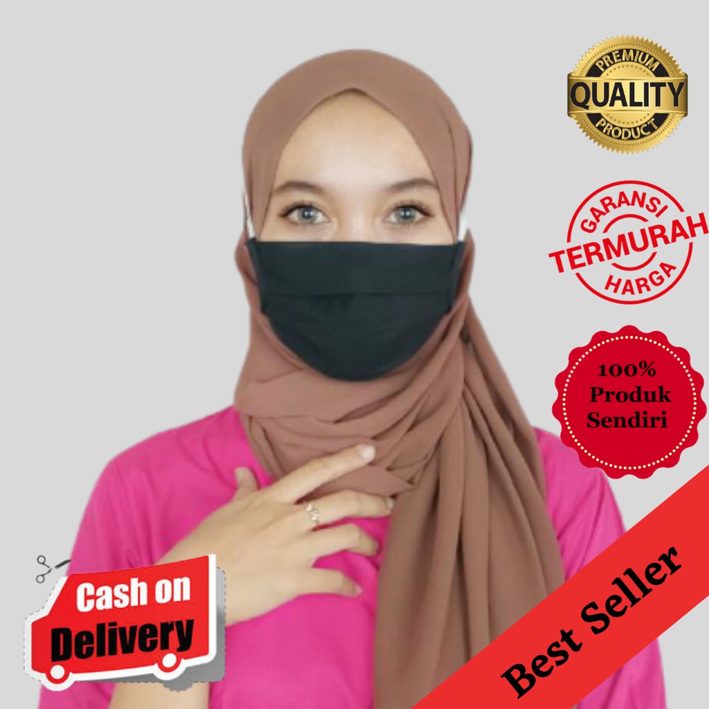 Masker hijab karet polos | Masker kain tali karet | masker kain polos