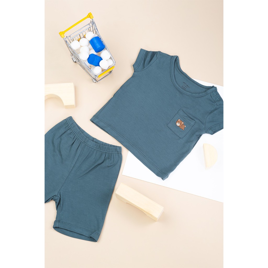 Petit Beary Bamboo Basic Tee + Shorts Set - Baju Santai Rumah Anak Bayi Celana Pendek Bambu Halus