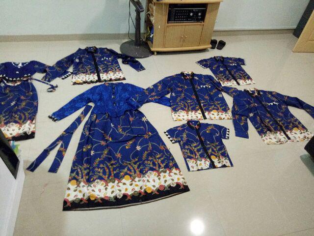 Qnunbatik Batik Keluarga/family Gamis Muslim Adelia Madura Biru