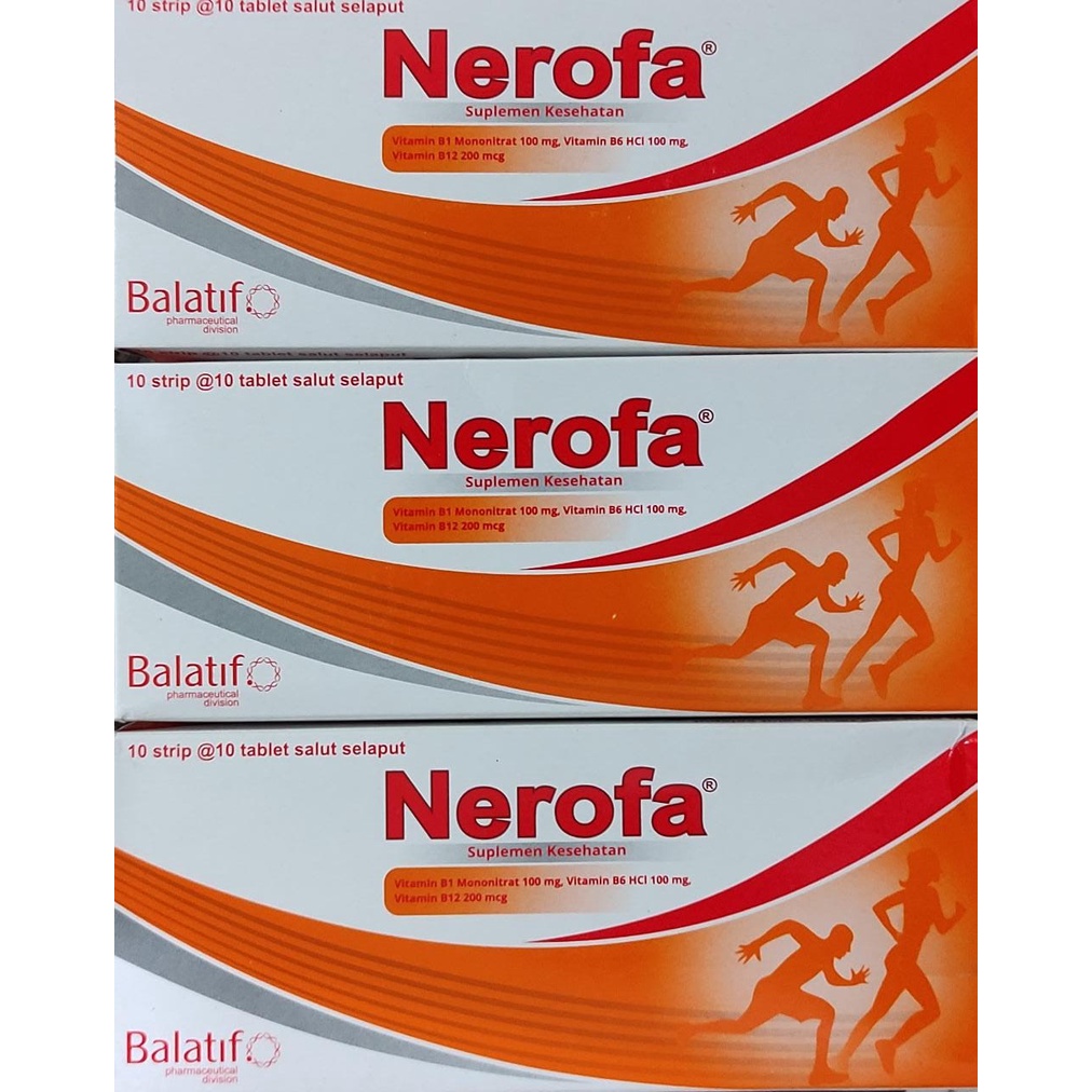 Nerofa 100 Tablet / Vitamin B1 / B6 / B12 / Mengurangi Kerusakan Saraf / Kesemutan / Kebas-kebas