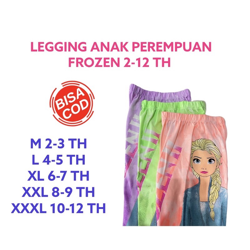 Celana Legging Anak Perempuan Frozen Leging Anak Karakter 1-12 Tahun Celana Panjang Anak Perempuan Katun Melar