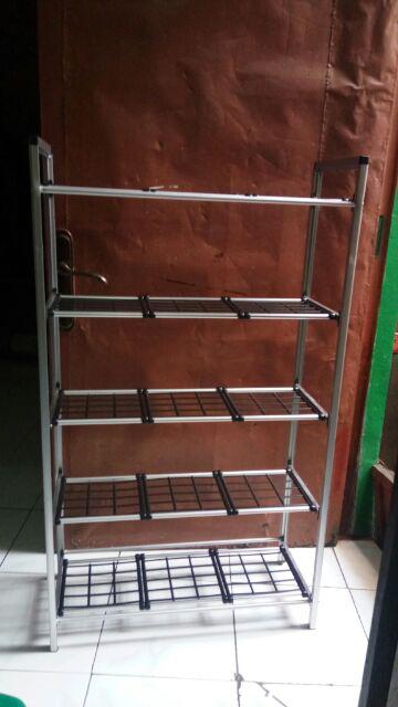 Glory Home Rak Tempat Sepatu Sandal Aluminium 5 Susun
