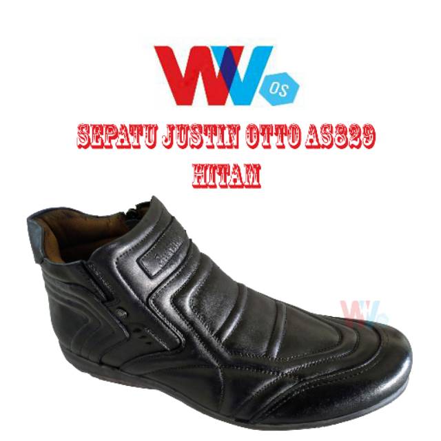 Sepatu boots Kulit / leather boots justin Otto AS 829 Hitam