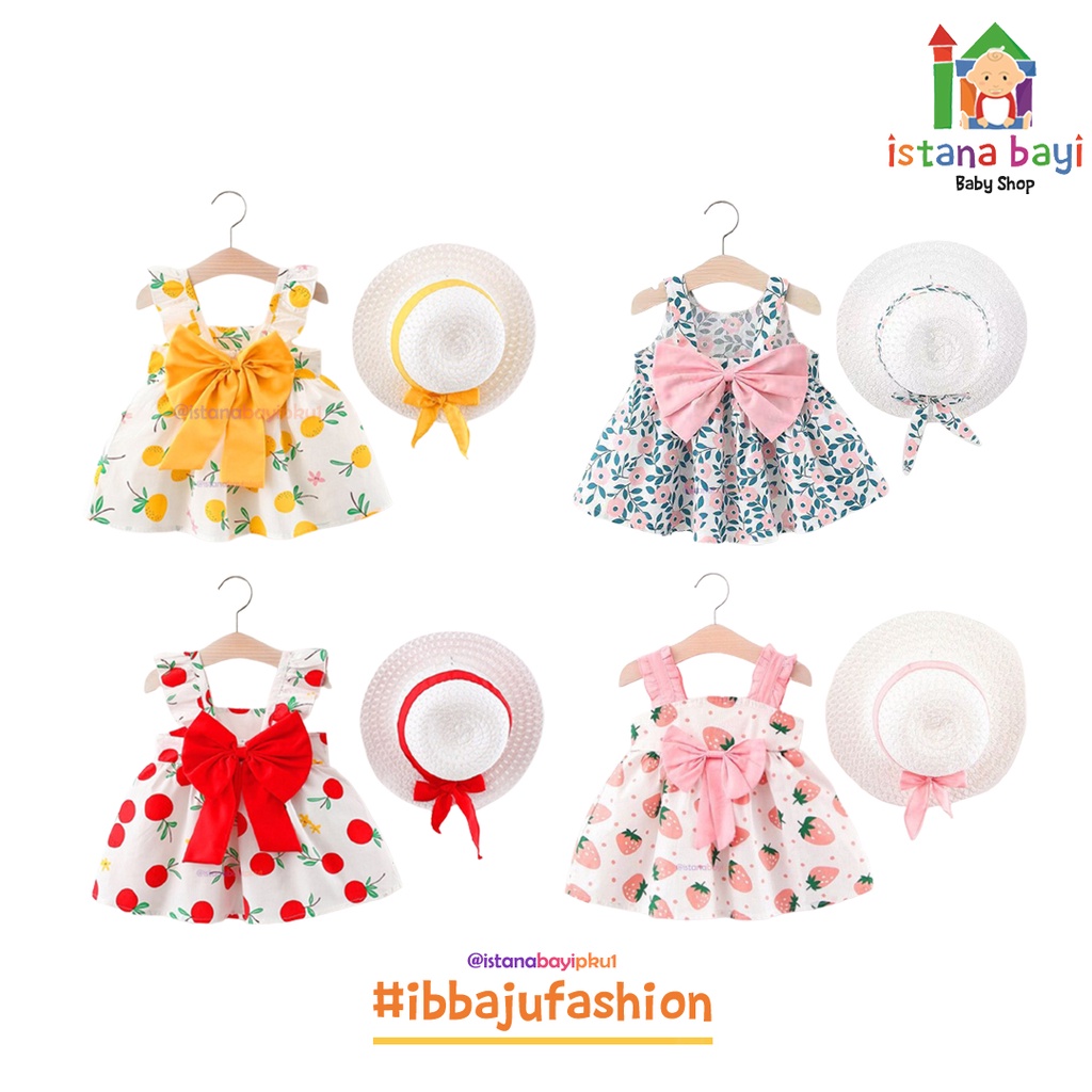 DRESS BAYI - KOREAN BABY DREES 0-3 TAHUN FREE TOPI / GAUN BAYI LUCU IMPORT DRESS BAYI CANTIK