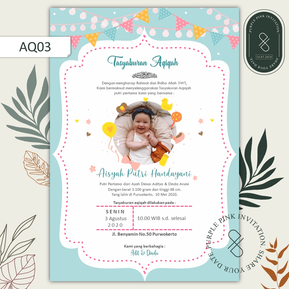 Undangan Digital Aqiqah Code AQ03 Softfile Warna Biru | 𝐏𝐮𝐫𝐩𝐥𝐞 𝐏𝐢𝐧𝐤 𝐈𝐧𝐯𝐢𝐭𝐚𝐭𝐢𝐨𝐧