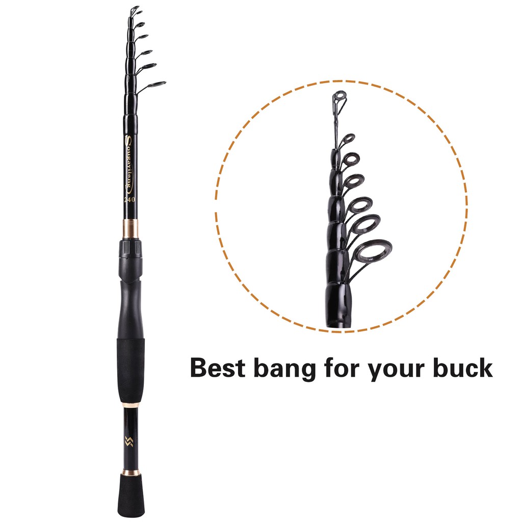 Sougayilang 1.8-2.4m Telescopic Fishing Rod Ultralight Spinning/Casting Fishing Rod Carbon Fiber Fishing Tackle Joran Pancing