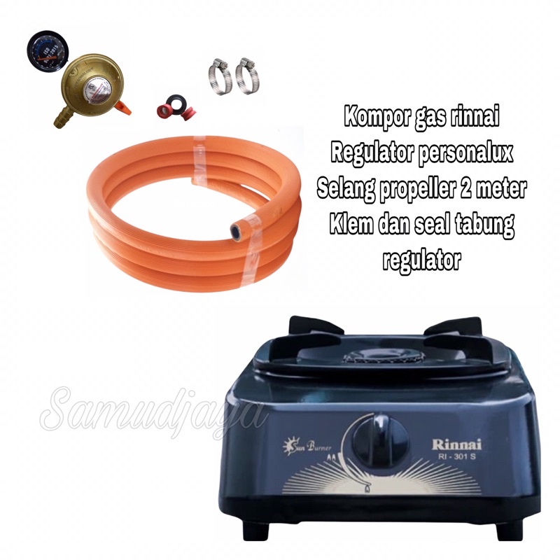 Kompor gas rinnai 1 tungku dan regulator set ber SNI