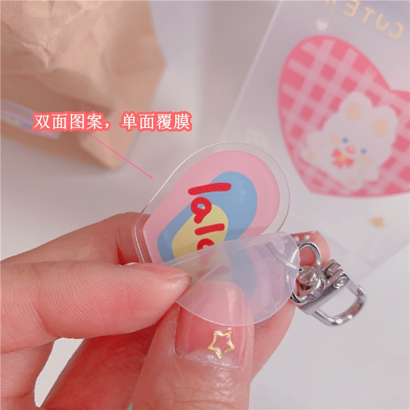 Cute acrylic double-sided pendant bag airpods accessories jewelry dinosaur flower ins key chain pendant cute