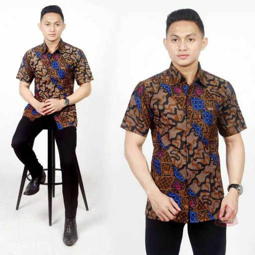 Bswart Batik Hrb026 Kenongo Hem Pendek Padi Pekalongan M L Xl Batik Pria Murah Modern Grosir