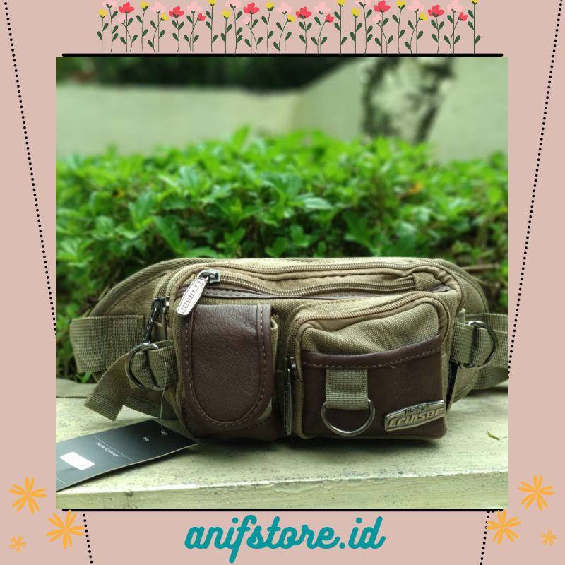 TAS PINGGANG PRIA WAISTBAG PRIA KANVAS IMPORT KUAT DAN AWET UJURAN KECIL