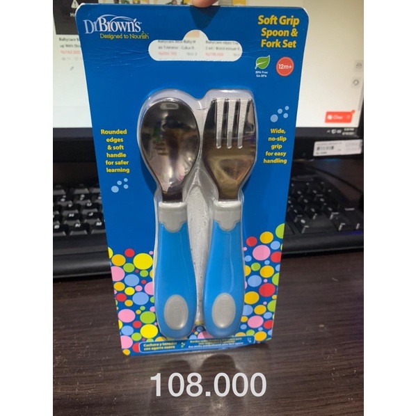 Dr.Brown's Soft Grip Spoon &amp; Fork/Sendok garpu anak TF014