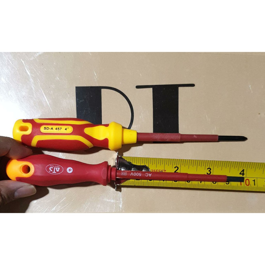 Obeng Elektrik ATS 4in - Obeng Listrik Karet Magnet 4 Minus Insulated Electric Screwdriver 4&quot;