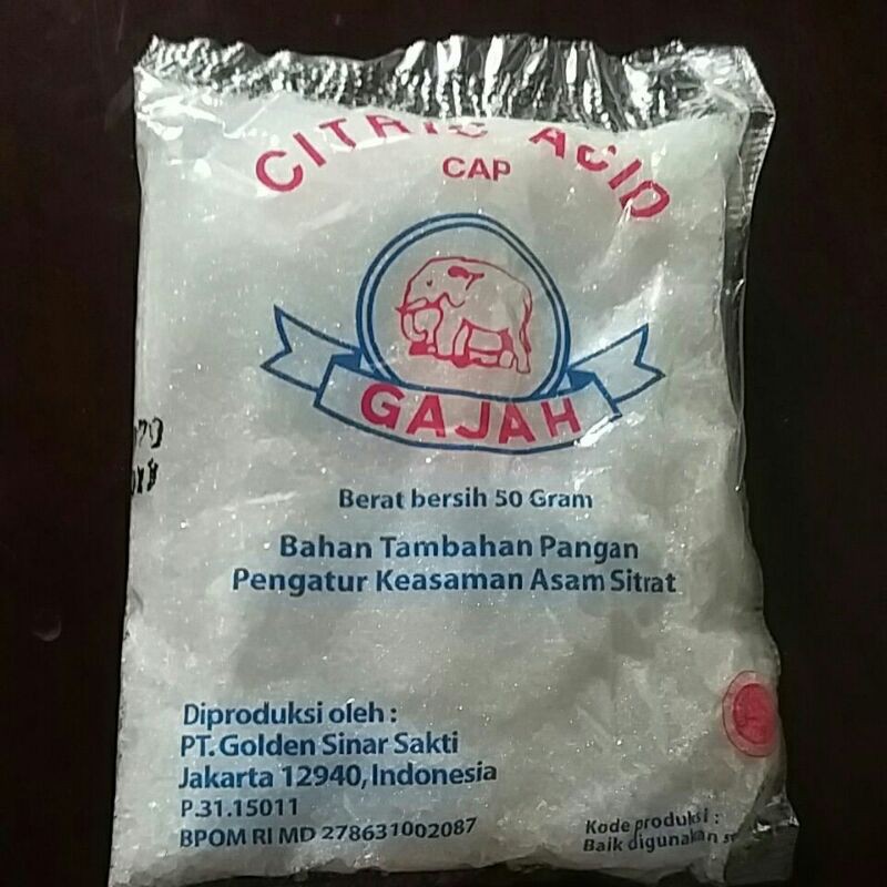 

citric acid 50 grm (sitrun) 5 bungkus