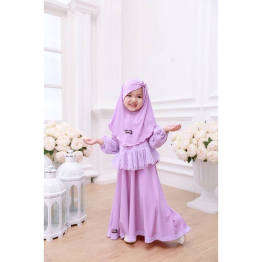 (COD) Gamis Anak Perempuan Baby Kids Yuna Syafiqa size S M L XL - shanumcustom