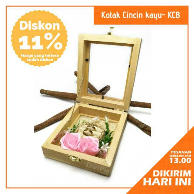  Kotak  Cincin Kayu  Bunga untuk  Seserahan  KCB Shopee 