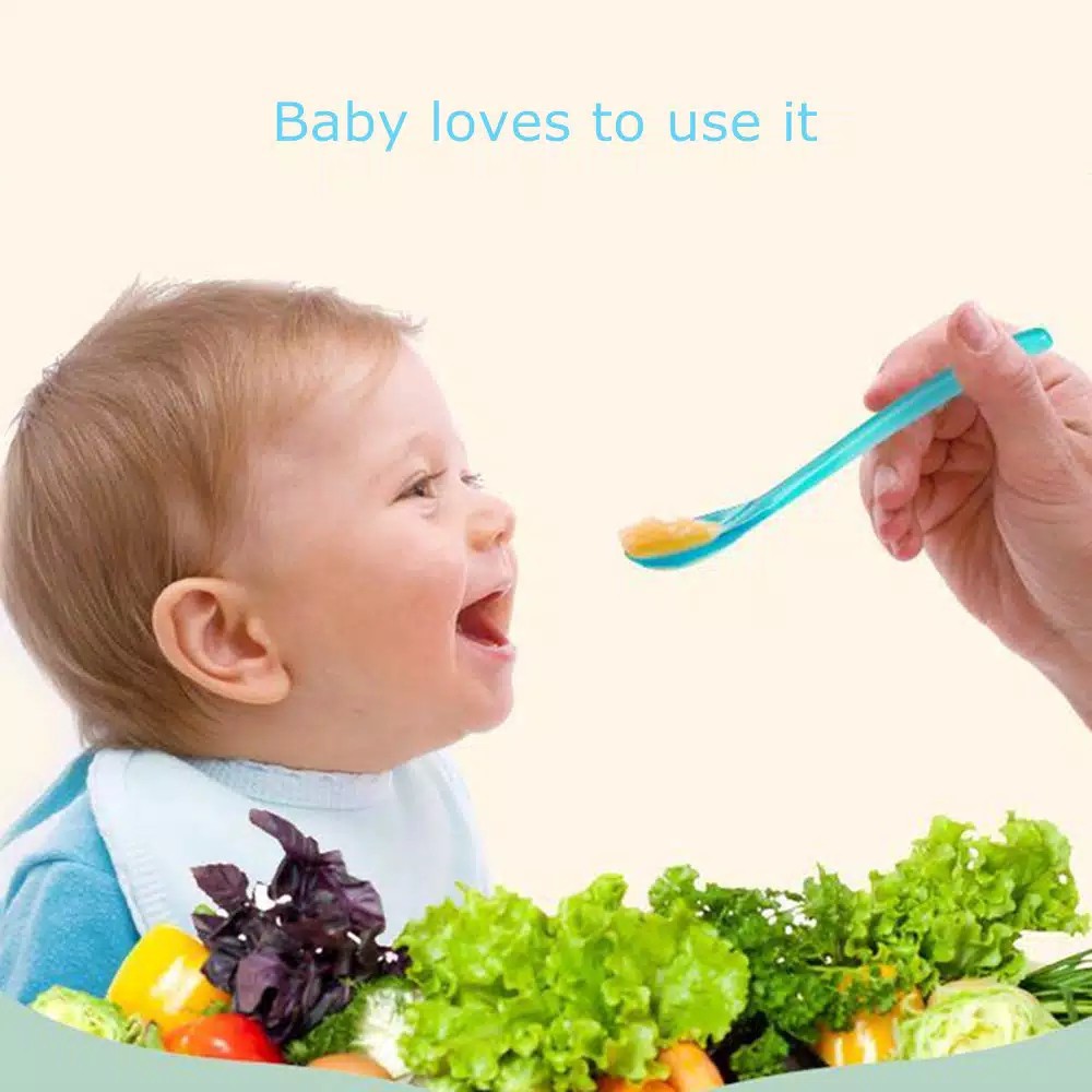 Sendok Makan Bayi / Sendok Makan Bayi Sensor Panas / Spoon Fork Set Heat Sensing Garpu Sensor Panas