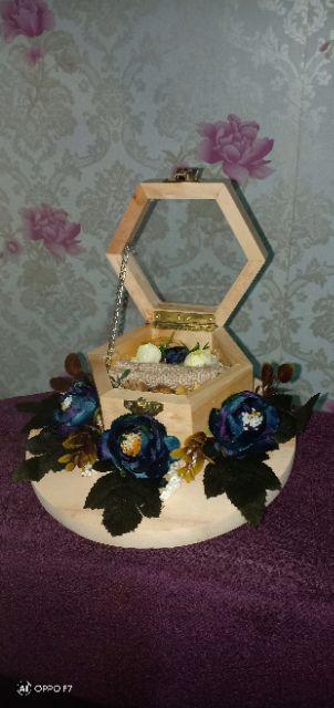 Ring Box, Kotak Cincin, Kotak Seserahan, Ring Bearer - Rustic Dengan/tanpa Inisial.
