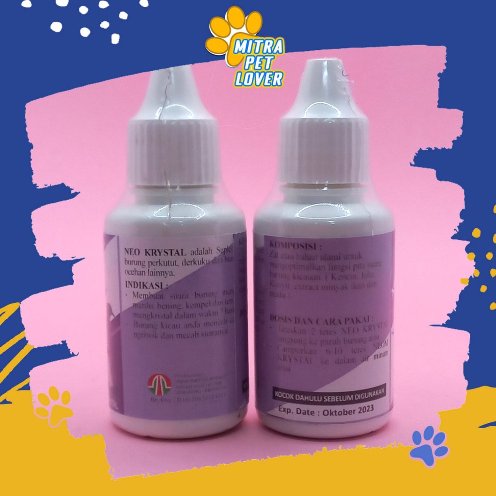 SUPLEMEN KICAU MERDU BURUNG PERKUTUT - NEO KRISTAL 30 ML ORIGINAL - SUARA OCEHAN BENING KEMPEL KRISTAL UNTUK BURUNG PERKUTUT DEKUKUR - MURAH ASLI GARANSI - PET ANIMAL HEALTHCARE &amp; VETERINARY TAMASINDO OBAT VITAMIN HEWAN BINATANG PELIHARAAN MITRAPETLOVER
