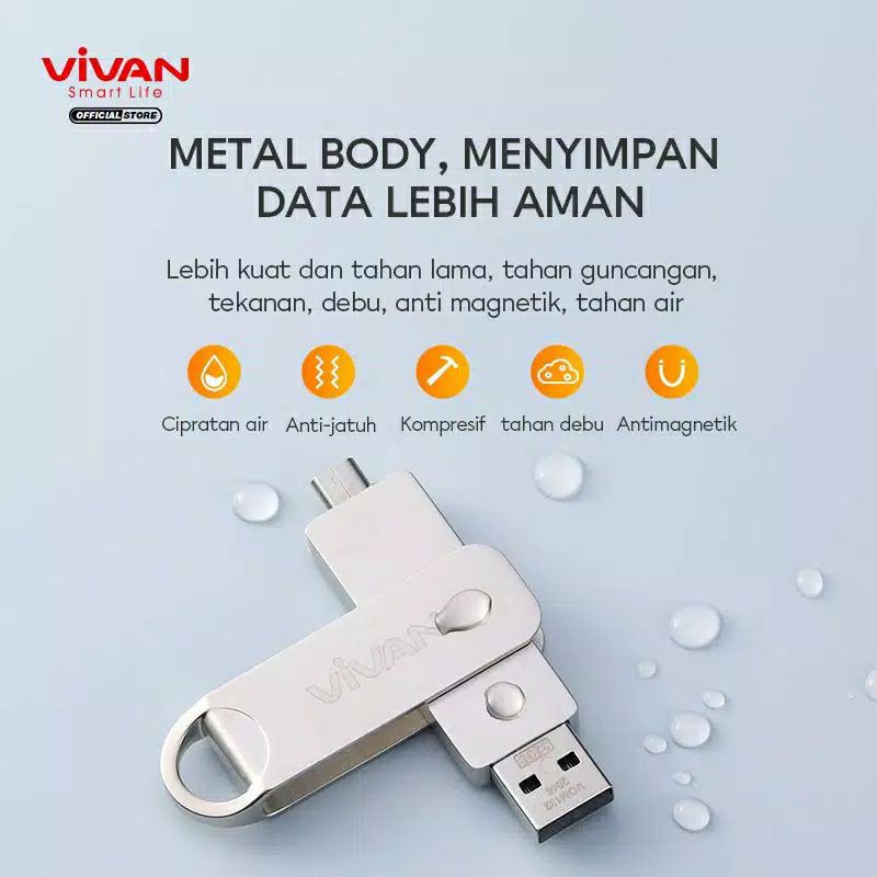 Vivan VOM132 Flasdisk OTG Dual Drive Micro USB &amp; Type-A