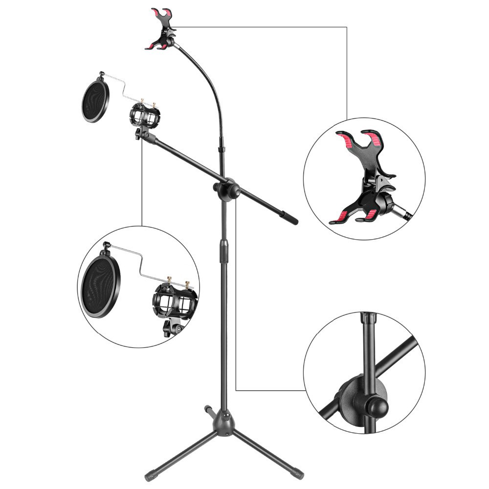 Grab medan TaffSTUDIO Microphone &amp; Smartphone Stand Holder 360 Degree - MS-70B