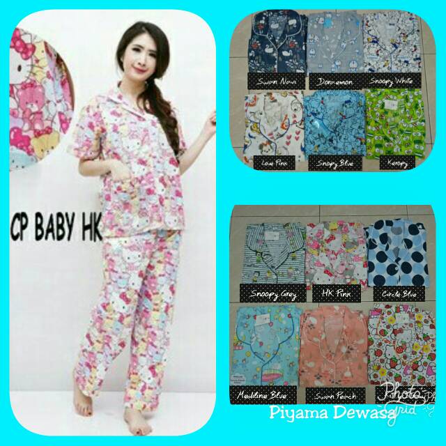 Piyama dewasa katun eropa celana panjang/ baju tidur pajamas