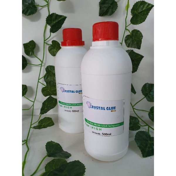 Lem akrilik crystal glue type high 500ml+suntikan, lem acrylic bening type high 500ml