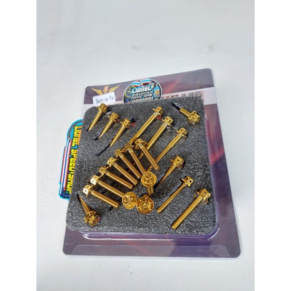Baut block mesin satria fu probolt flower gold baut box mesin satria fu flower 21pcs