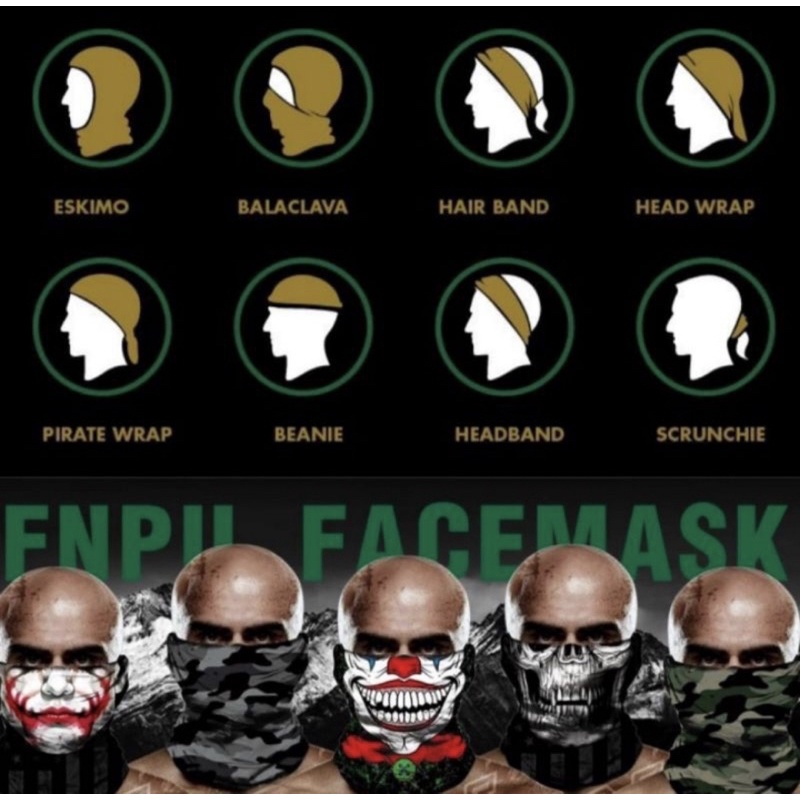 SHAKA masker buf ACCESORIES ACC Prabu Acc Masker Baff Bandana Motif Multifungsi MASKER BAFF MOTOR ARMY HITAM TERMURAH