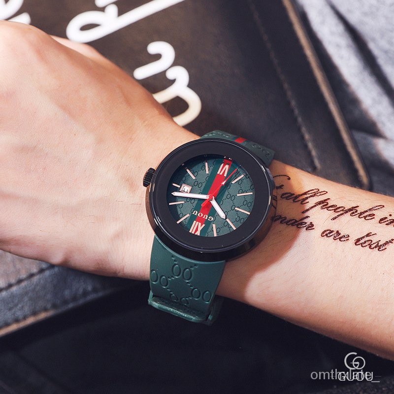 【Factory Outlet】GUOU Hong Kong Guou Jam Tangan Pria Fashion Sederhana Pria Quartz Watch Kasual Kalender Silikon Mahas