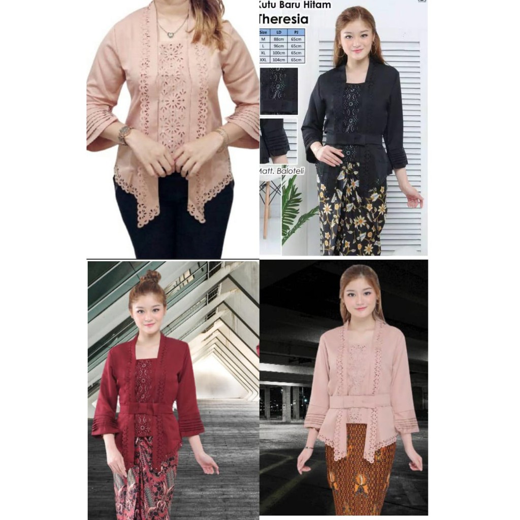 Newtrendy89-Atasan kebaya kutu baru motif laser Amora/Aplikasi Mote2