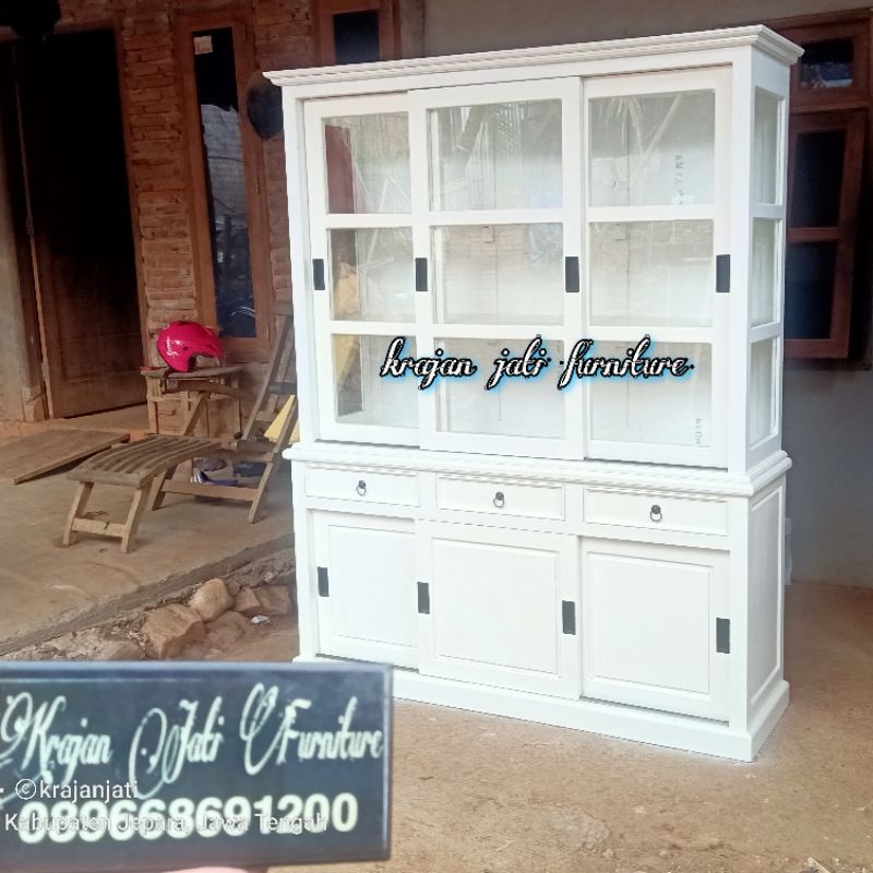 bufet hias jati minimalis/lemari piring jati