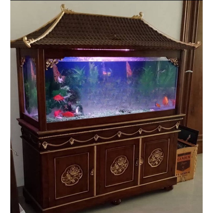 MEJA AQUARIUM MINIMALIS KAYU JATI FURNITURE