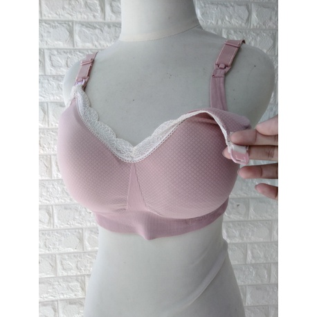 BH Menyusui Tanpa Kawat TALLY  8002  DV Brukat Nursing BRA Busa BTK bahan rajut renda seamless kait 4