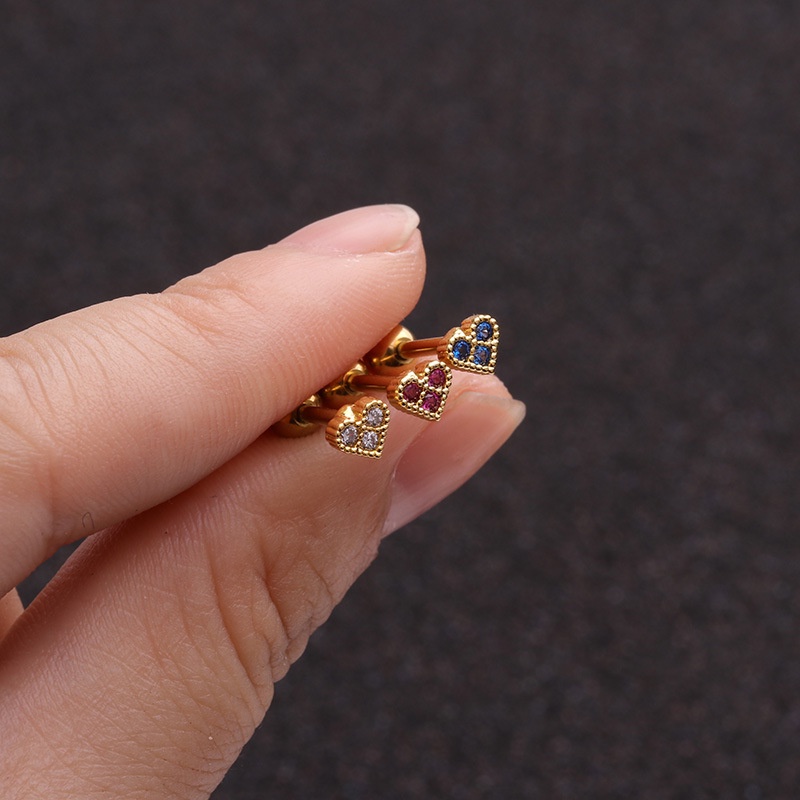 1pc Anting Bentuk Hati Bahan Stainless Steel Gaya Korea Untuk Wanita