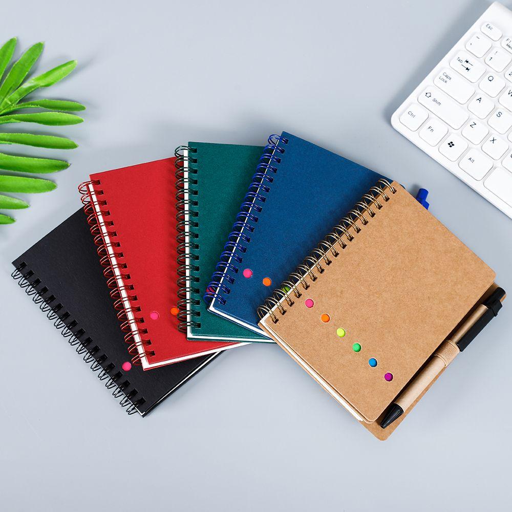 Nanas Lined Spiral Notebook Penanda Halaman Siswa Kraft Paper Cover Tab Indeks Berwarna