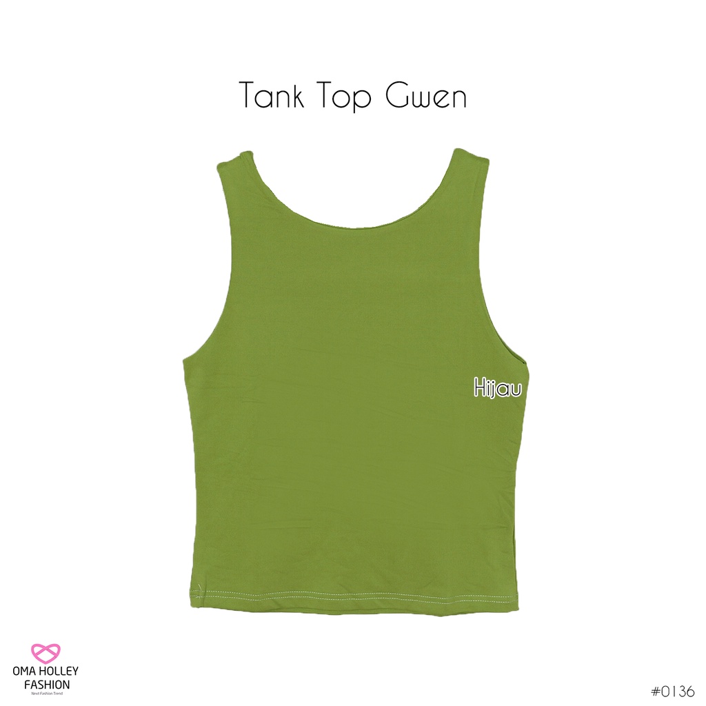(COD) OH Fashion Tank top Gwen Wanita jewelneck elvz #0136-03-Hijau