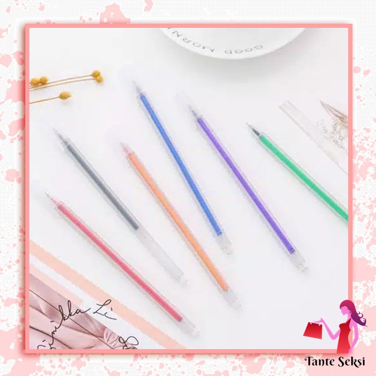 

Pena Bolpoin Pen ATK Sekolah Pulpen Polos Warna Warni Transparan